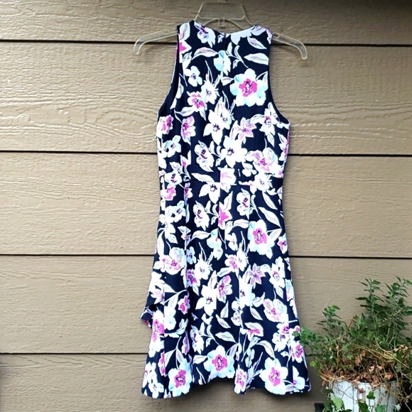 Banana Republic Floral Ruffle Wrap Racerback Dress Navy & Purple Floral 0 - Picture 12 of 15